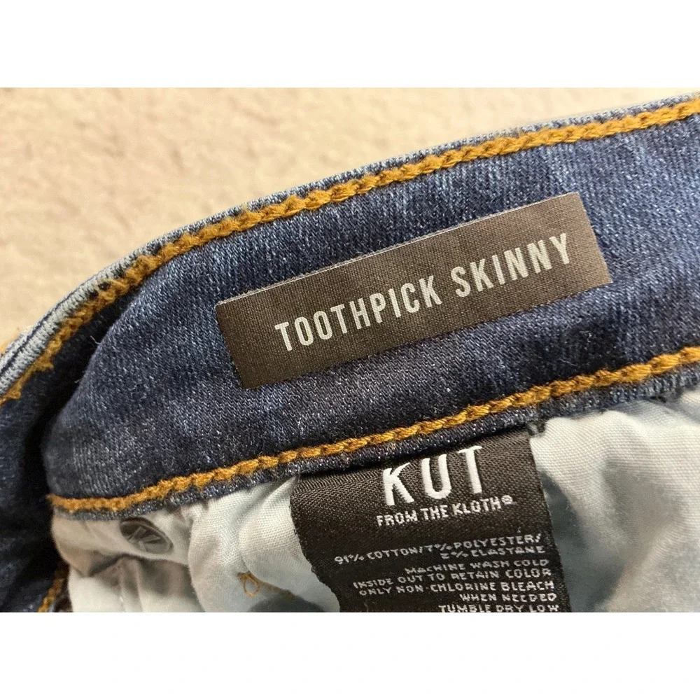 Kut from the Kloth Toothpick Skinny Jeans Medium Wash Stretch Size 8 Denim